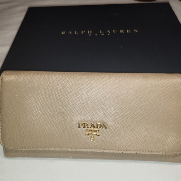 PRADA Grey Saffiano Leather Tessuto Bifold Long Wallet - Picture 4 of 16